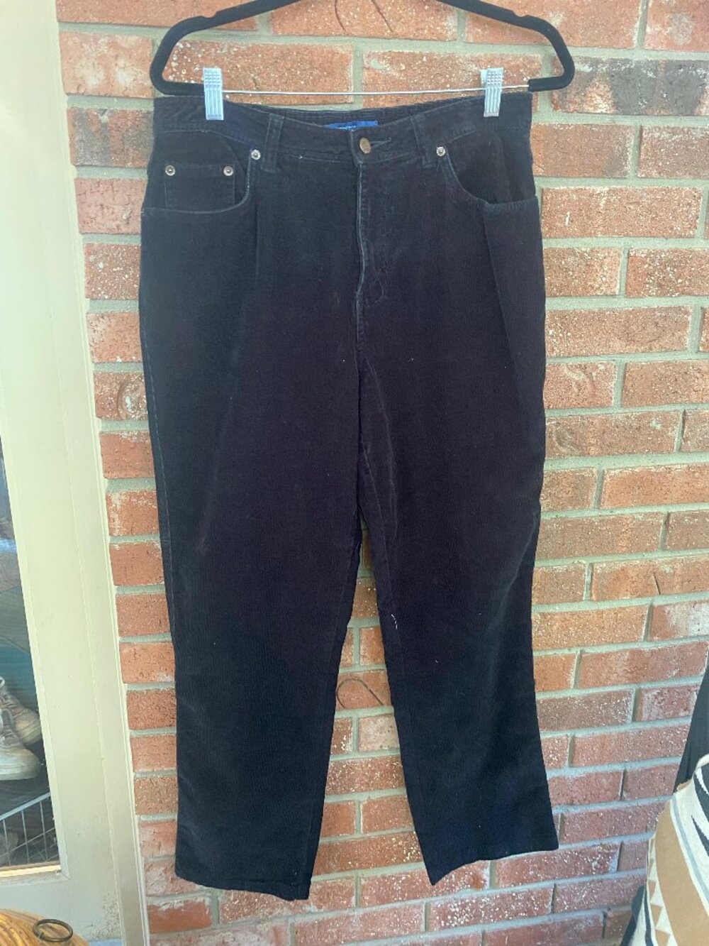 Bill Blass Black Stretch Corduroy Straight Leg Pants